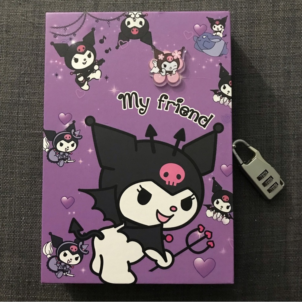 Hardcover Kuromi planner with lock, brand new!